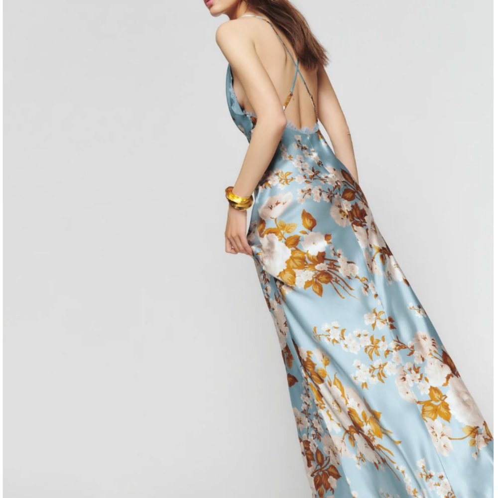 ✨ SALE✨ EUC Reformation Maysen Silk Dress - Serene - Picture 2 of 9
